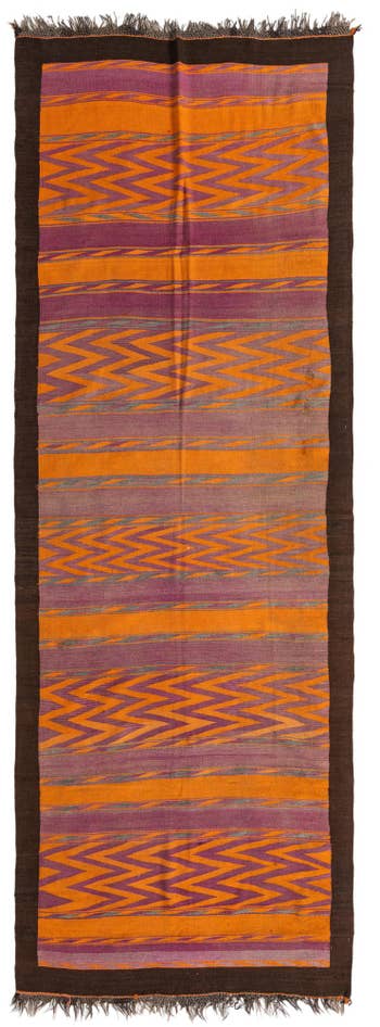 Detail image of 5' 3 x 14' 4 Hand Woven Kilim Fars Wool Runner Rug
