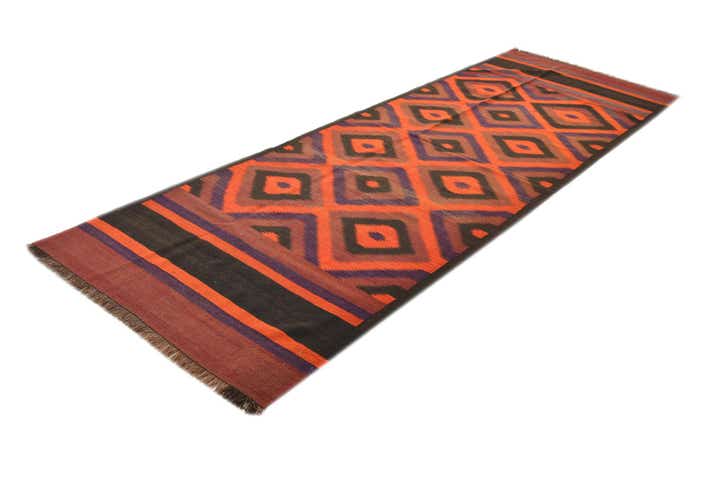 4' x 12' Hand Woven Kilim Fars Wool Runner Rug