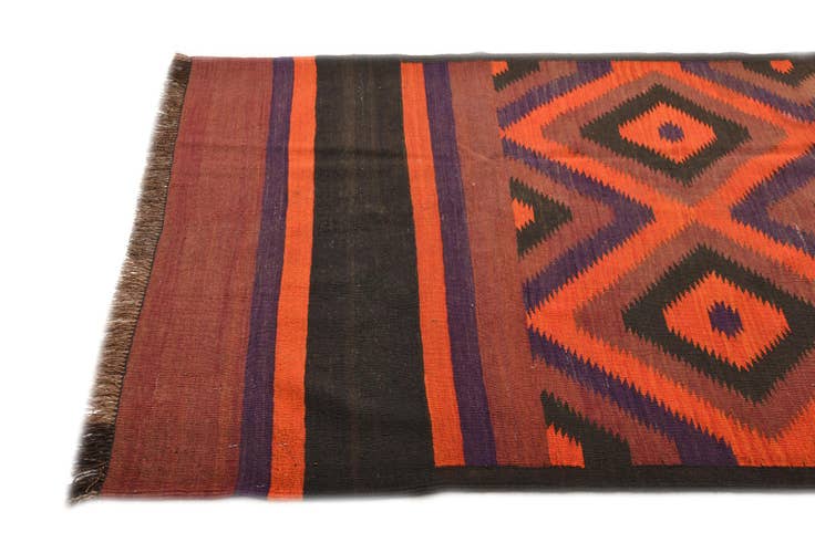 Detail image of 4' x 12' Hand Woven Kilim Fars Wool Runner Rug