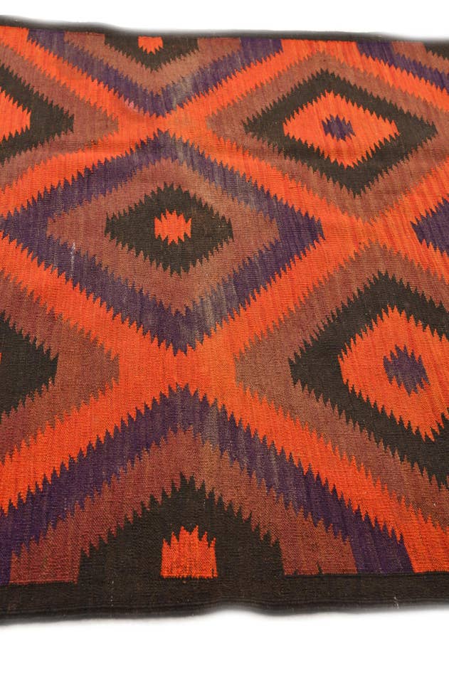 Detail image of 4' x 12' Hand Woven Kilim Fars Wool Runner Rug
