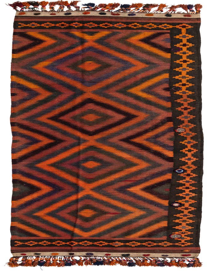 Detail image of 4' 1 x 12' 4 Hand Woven Kilim Fars Wool Runner Rug