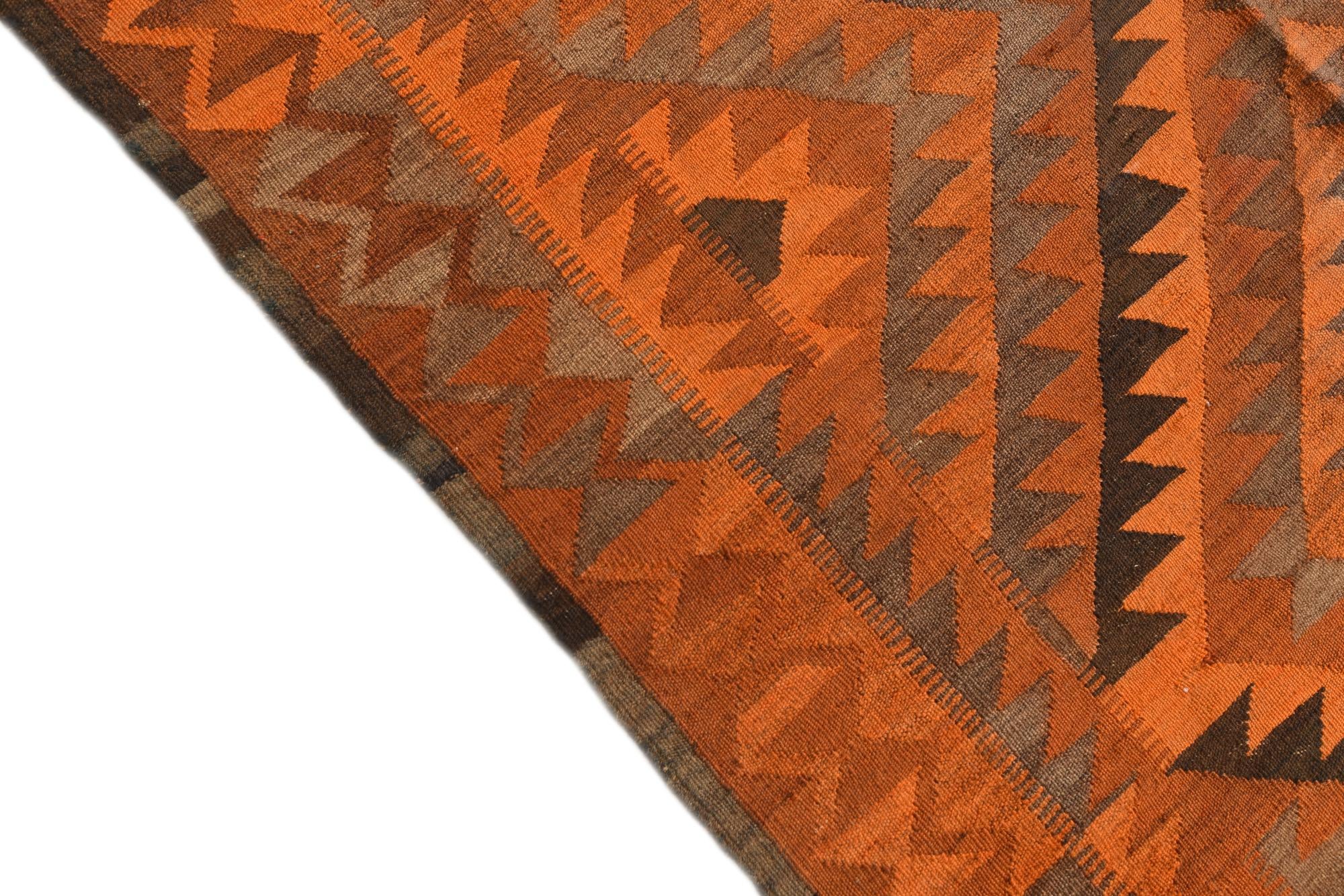 4' 8 x 10' 3 Hand Woven Kilim Fars Wool Runner Rug