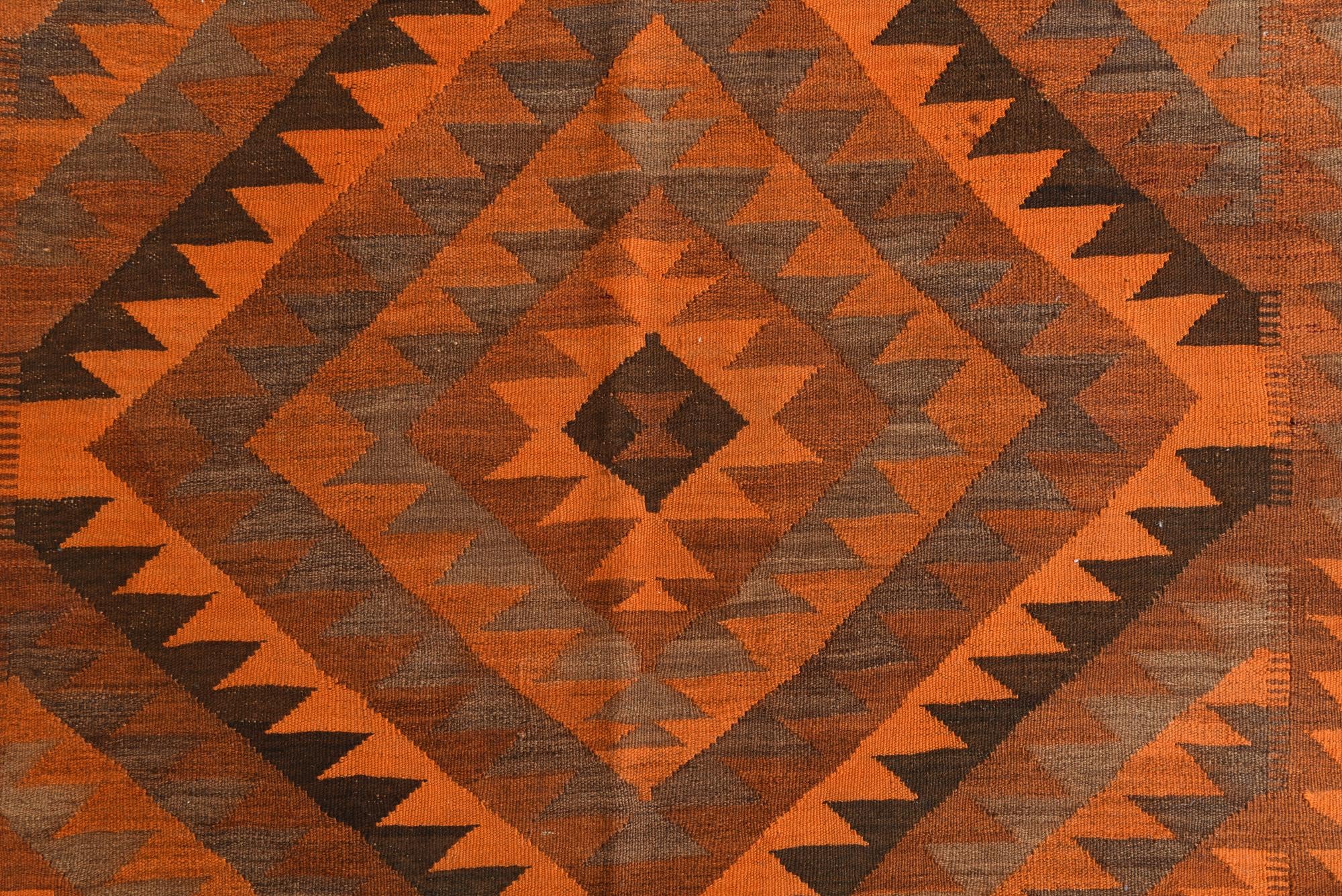 4' 8 x 10' 3 Hand Woven Kilim Fars Wool Runner Rug