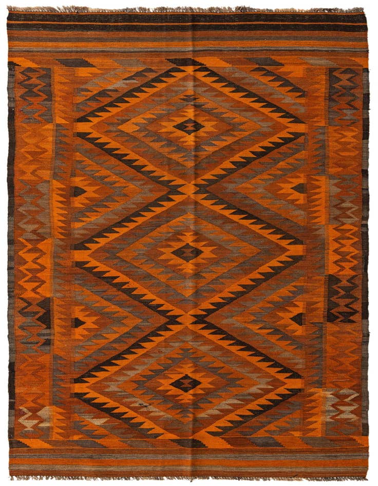 Detail image of 4' 8 x 10' 3 Hand Woven Kilim Fars Wool Runner Rug