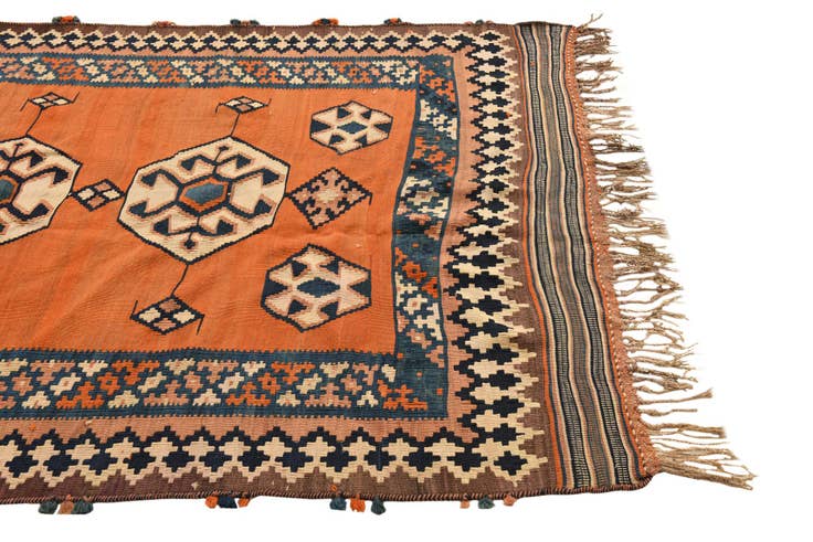 Detail image of 4' 10 x 8' 8 Hand Woven Kilim Fars Wool Runner Rug