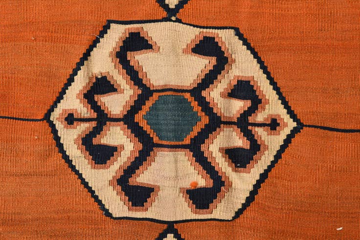 Detail image of 4' 10 x 8' 8 Hand Woven Kilim Fars Wool Runner Rug