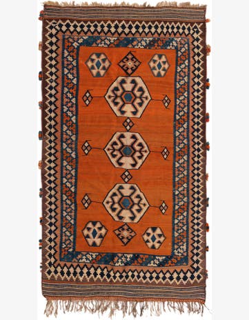 4' 10 x 8' 8 Hand Woven Kilim Fars Wool Runner Rug