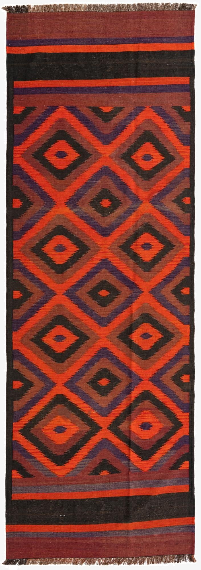 4' x 12'  Hand Woven Kilim Fars Wool Runner Rug