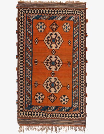 4' 10 x 8' 8 Hand Woven Kilim Fars Wool Runner Rug