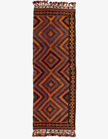 4' 1 x 12' 4 Hand Woven Kilim Fars Wool Runner Rug