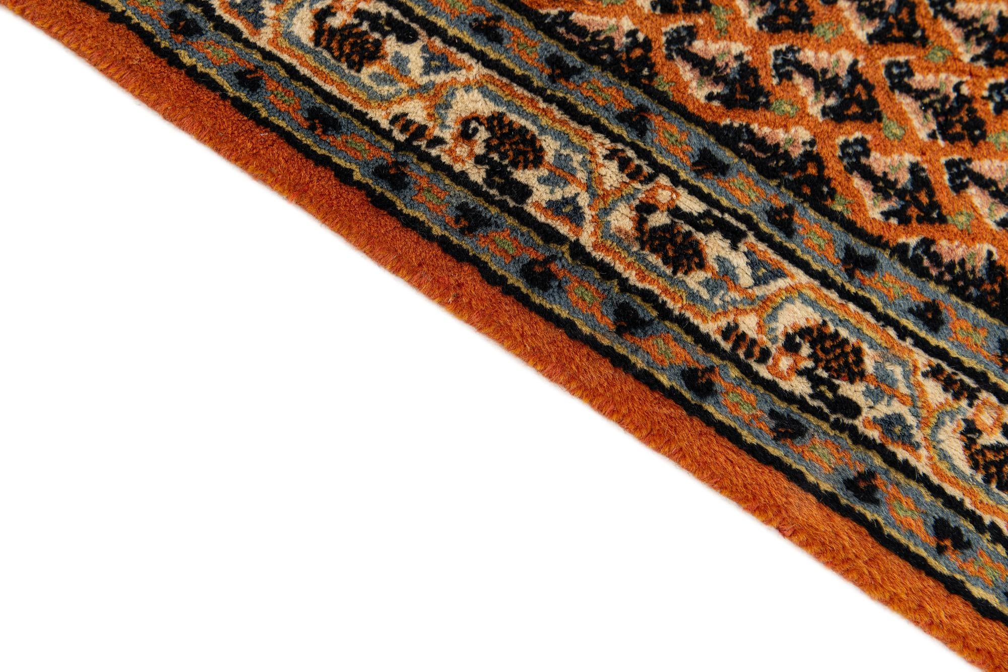 2' 4 x 4' 7 Hand Knotted Mir Wool Runner Rug