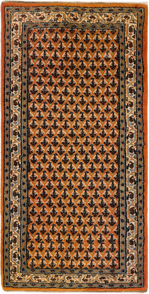 Detail image of 2' 4 x 4' 7 Hand Knotted Mir Wool Runner Rug