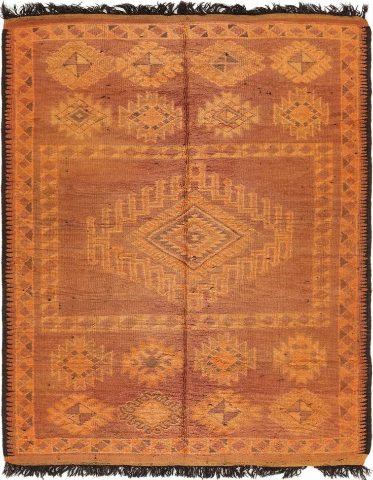 Detail image of 5' 7 x 10' 10 Hand Knotted Moroccan Wool Runner Rug