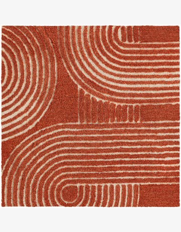 Orange Handtufted Wool Square Rug