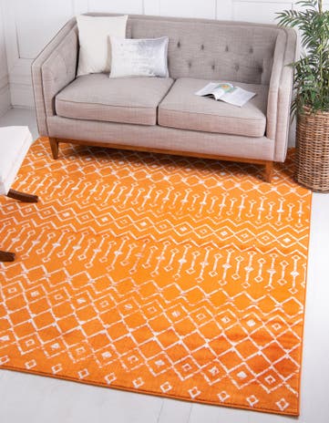Orange Kasbah Trellis Square Rug
