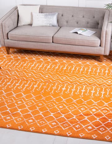 Orange Kasbah Trellis Square Rug