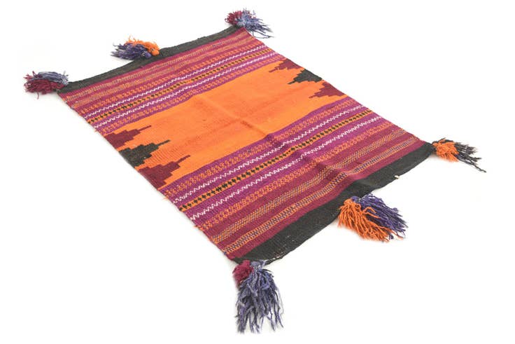 Detail image of 2' 10 x 3' 9 Hand Woven Kilim Afghan Wool Square Rug