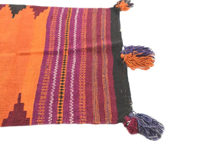 Detail image of 2' 10 x 3' 9 Hand Woven Kilim Afghan Wool Square Rug