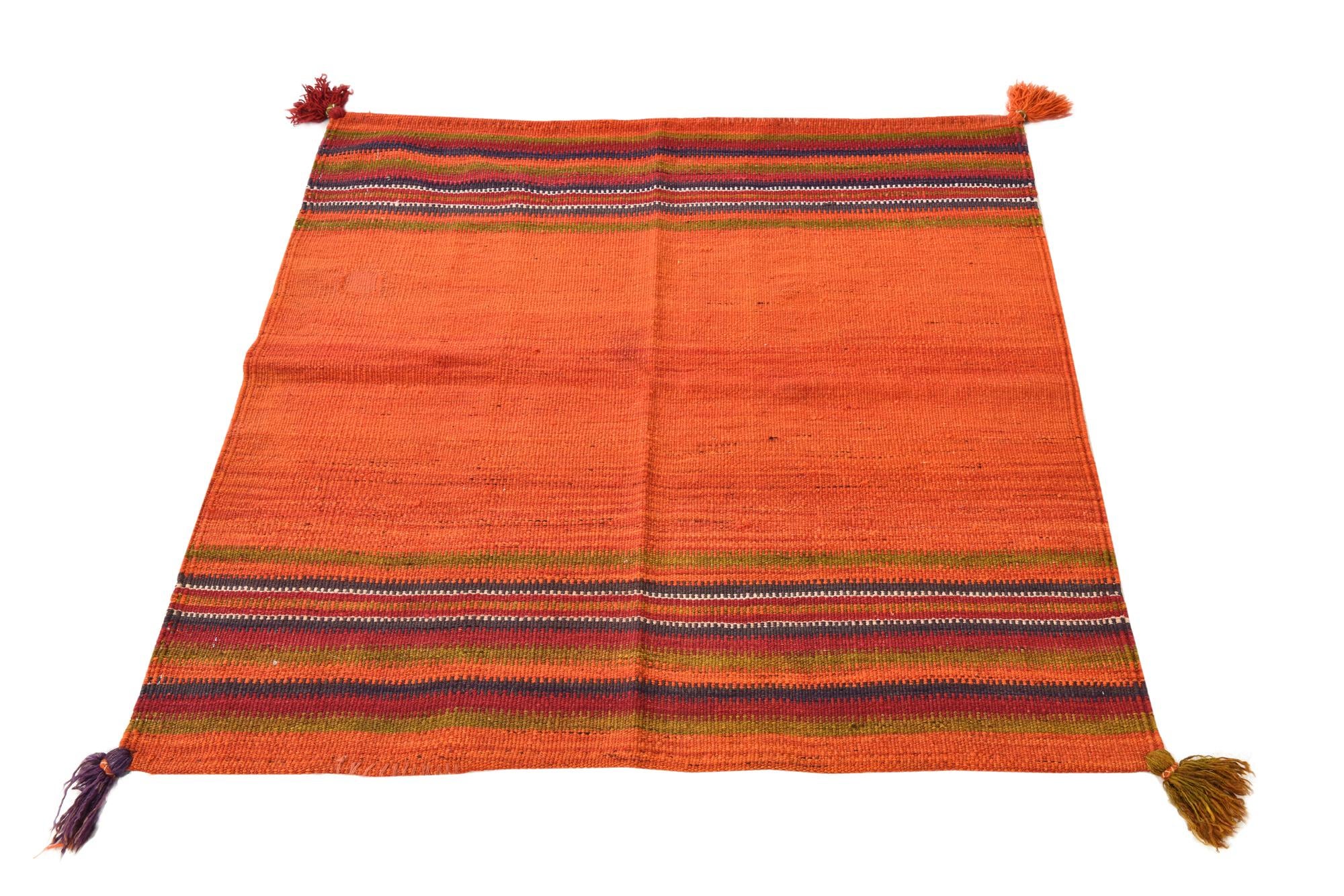 3' 6 x 3' 6 Hand Woven Kilim Fars Wool Square Rug