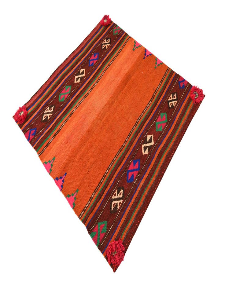 Detail image of 3' 8 x 3' 8  Hand Woven Kilim Fars Wool Square Rug