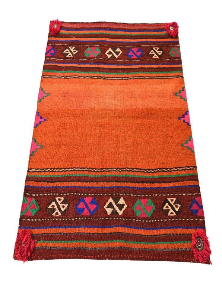 Detail image of 3' 8 x 3' 8  Hand Woven Kilim Fars Wool Square Rug