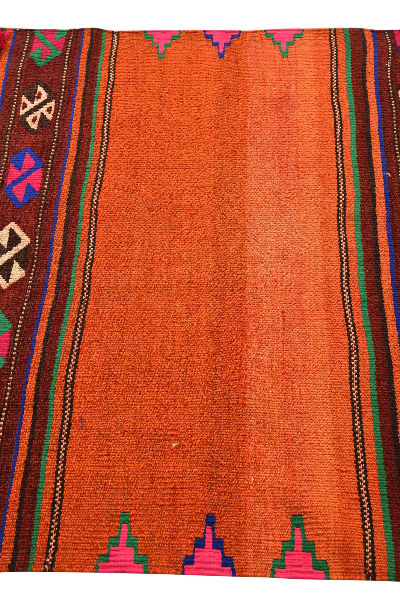 3' 8 x 3' 8 Hand Woven Kilim Fars Wool Square Rug