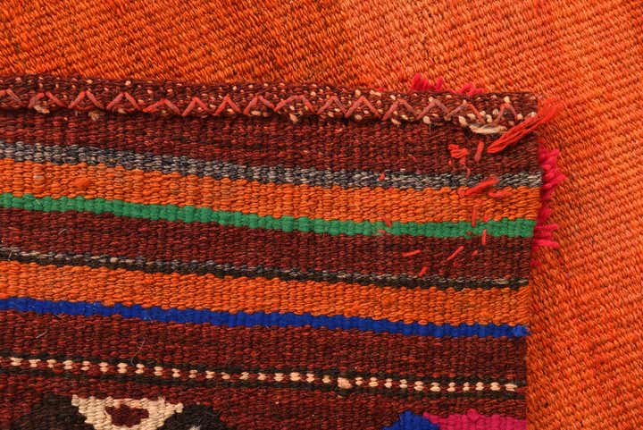 3' 8 x 3' 8 Hand Woven Kilim Fars Wool Square Rug