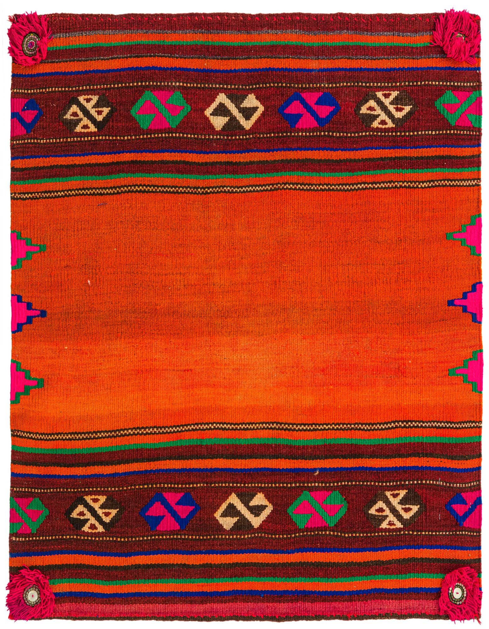 3' 8 x 3' 8 Hand Woven Kilim Fars Wool Square Rug