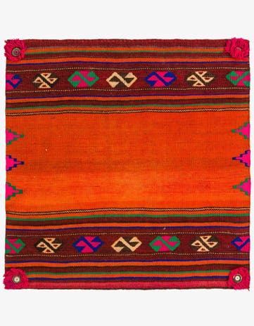 3' 8 x 3' 8 Hand Woven Kilim Fars Wool Square Rug