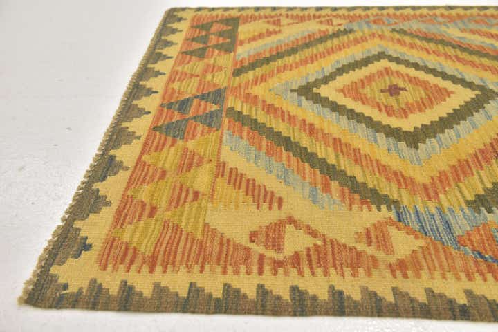 3' x 3' 5 Hand Woven Kilim Maymana Wool Square Rug