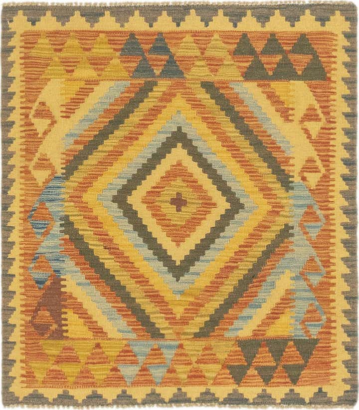 3' x 3' 5 Hand Woven Kilim Maymana Wool Square Rug