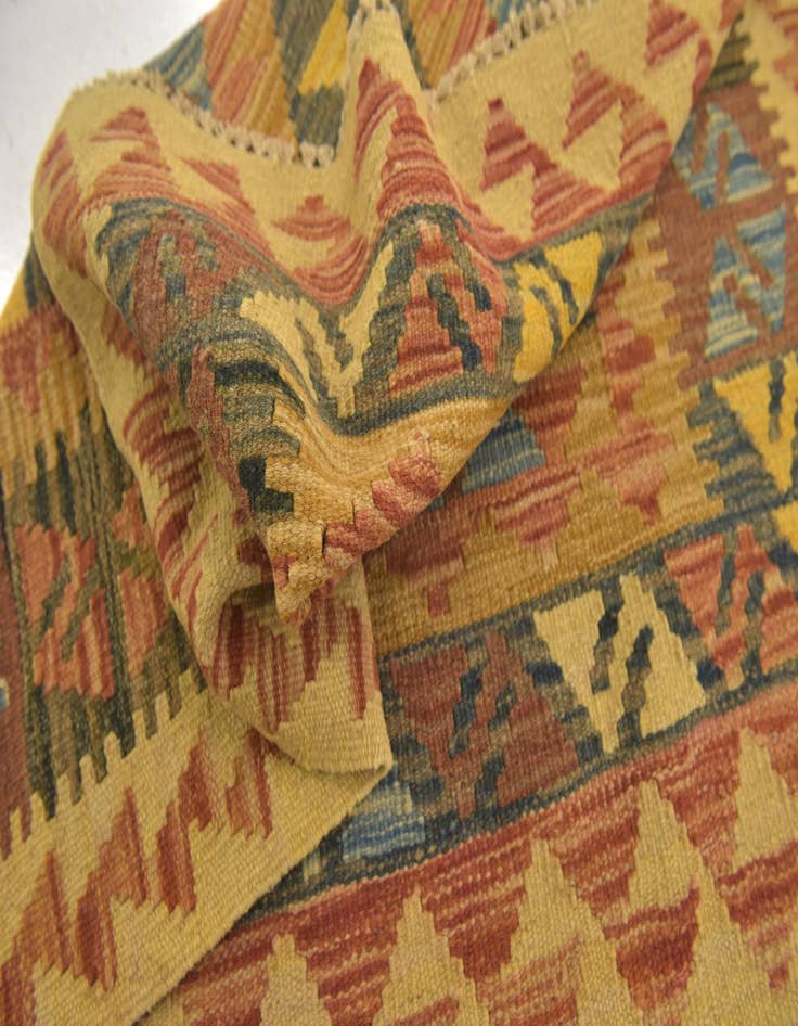 Detail image of 3' 2 x 3' 3  Hand Woven Kilim Maymana Wool Square Rug