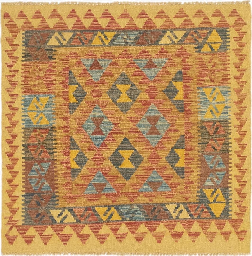3' 2 x 3' 3  Hand Woven Kilim Maymana Wool Square Rug