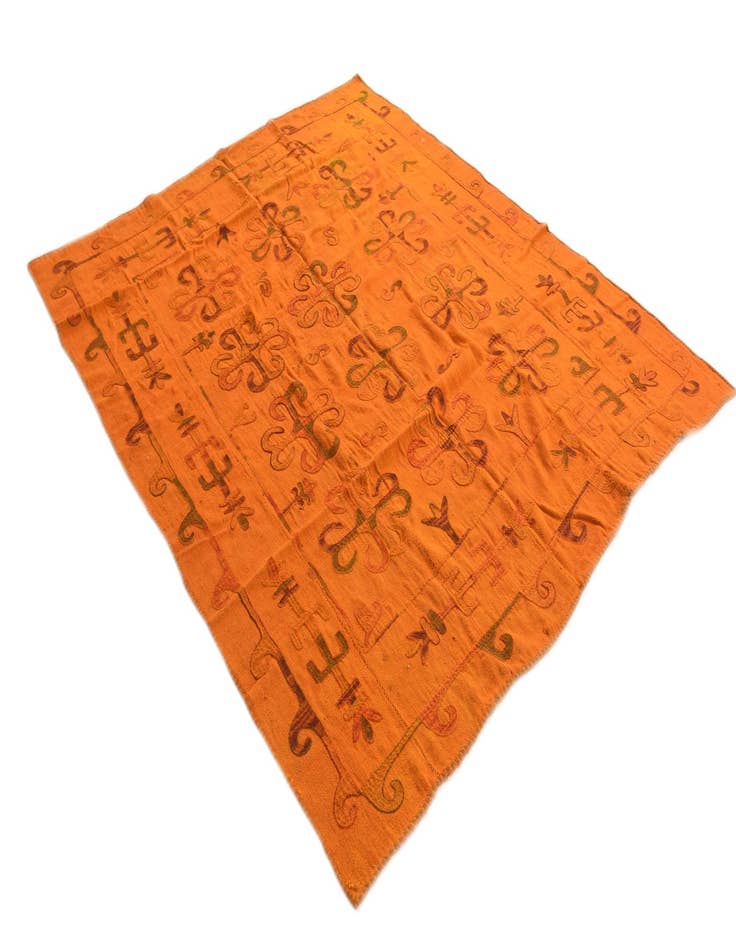 Detail image of 6' 5 x 7' 7  Hand Woven Kilim Suzani Wool Square Rug