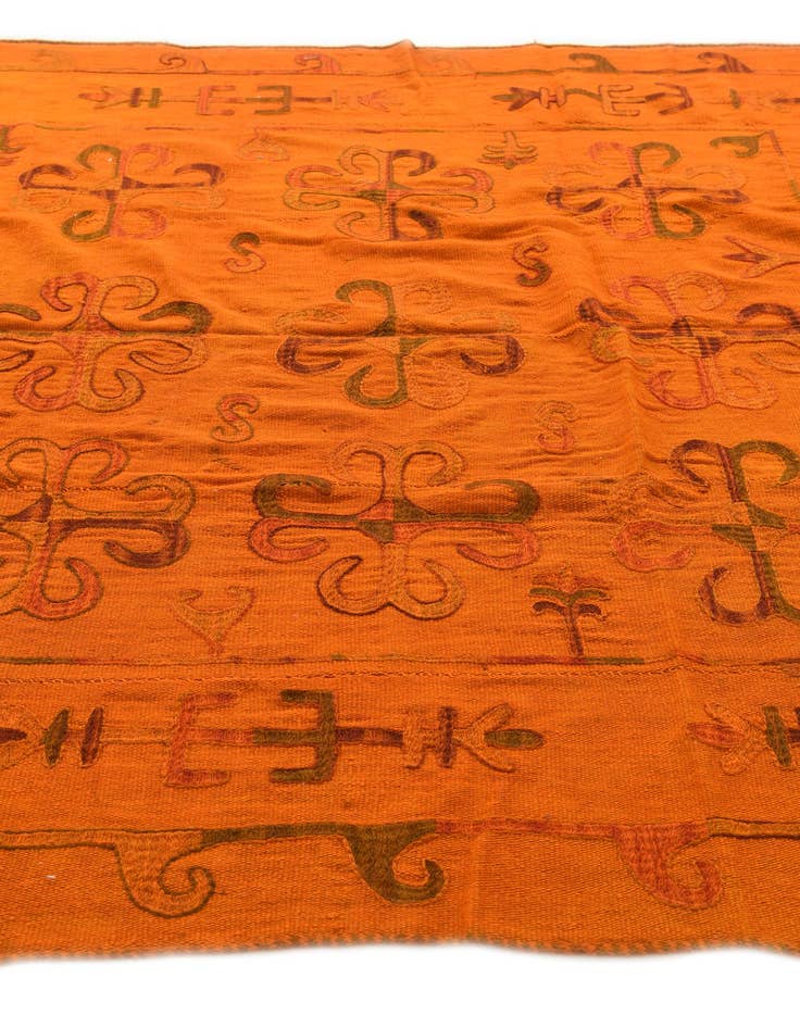 Detail image of 6' 5 x 7' 7  Hand Woven Kilim Suzani Wool Square Rug