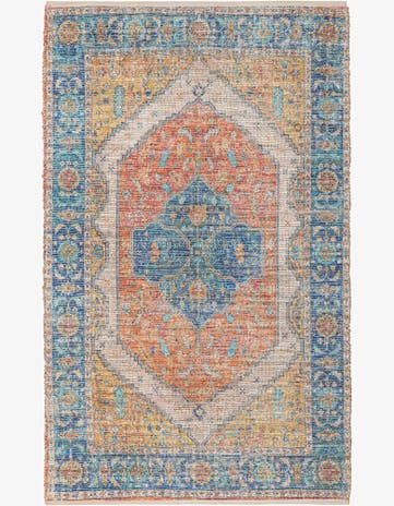 Orange Yellow Hand Woven Chenille Jute Rug