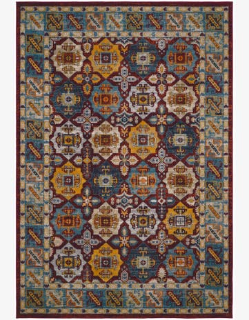 Orme · Tribal medallion Washable Rug, multi and red