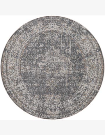 6' x 6' Osmond · Distressed medallion rug, gray and tan