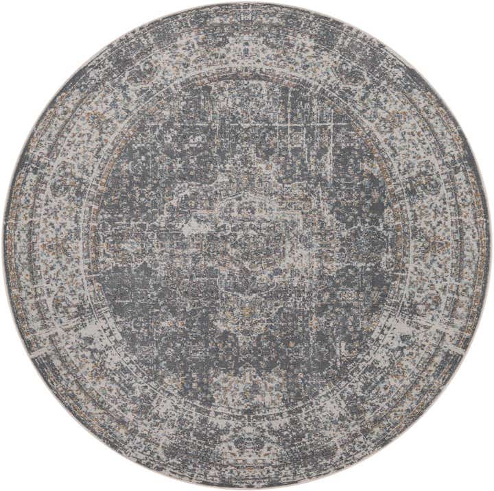 6' x 6' Osmond · Distressed medallion rug, gray and tan