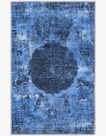 Overdyed Blue Washable Yara Rug