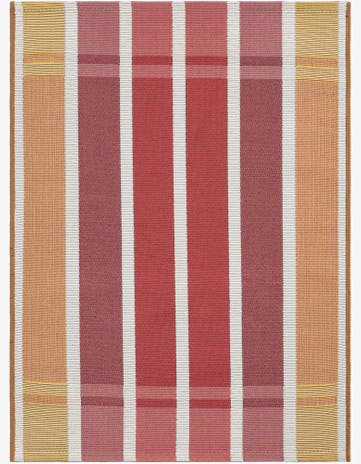 Peach and Salmon Easy-Clean Ribbon Indoor / Outdoor Rug