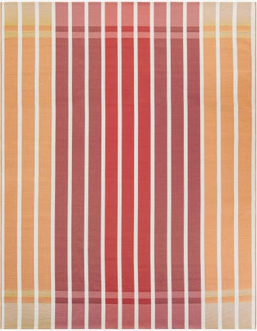 Peach and Salmon Easy-Clean Ribbon Indoor / Outdoor Rug