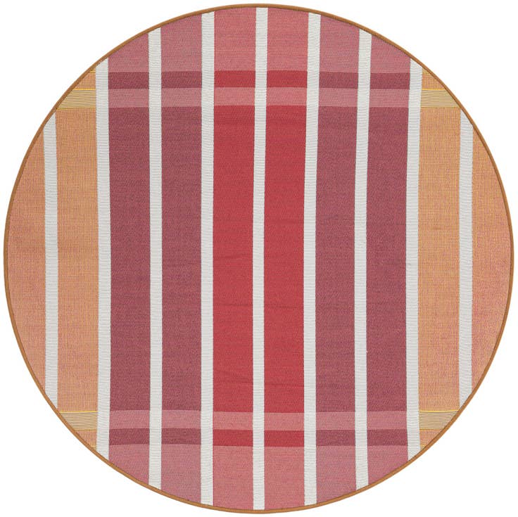 Detail image of 4' x 4' Easy-Clean Striped Indoor / Outdoor Round Rug