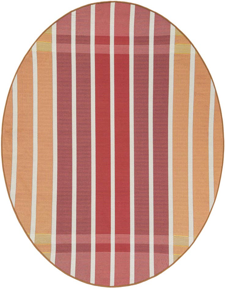 Detail image of 6' x 6' Easy-Clean Striped Indoor / Outdoor Round Rug