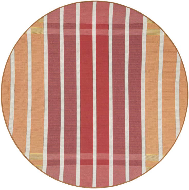 Detail image of 6' x 6' Easy-Clean Striped Indoor / Outdoor Round Rug