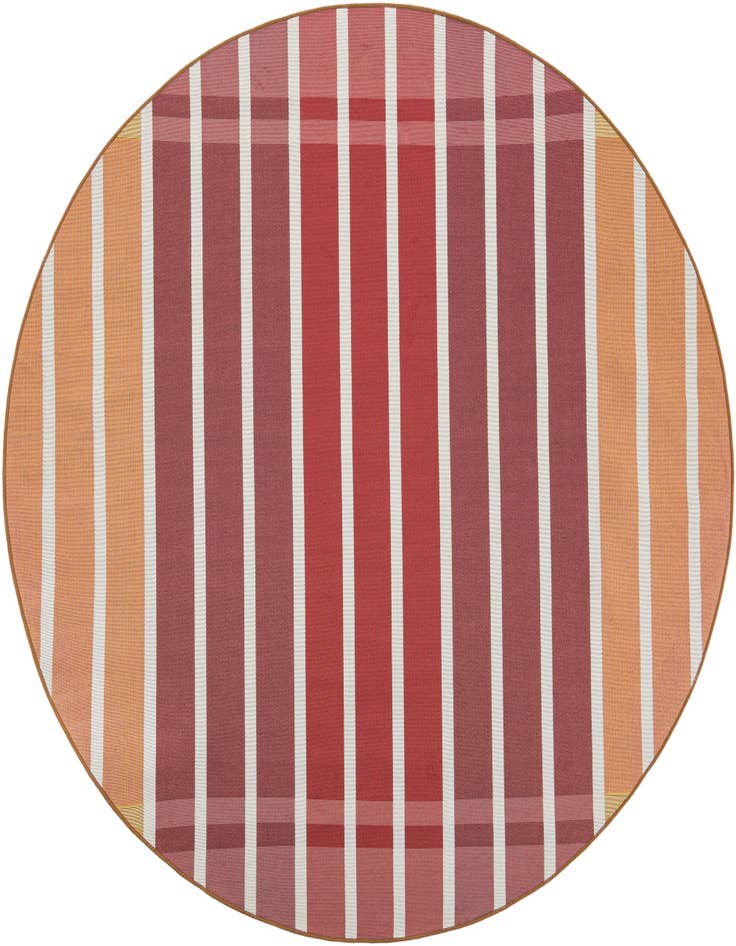 Detail image of 7' 10 x 7' 10 Easy-Clean Striped Indoor / Outdoor Round Rug