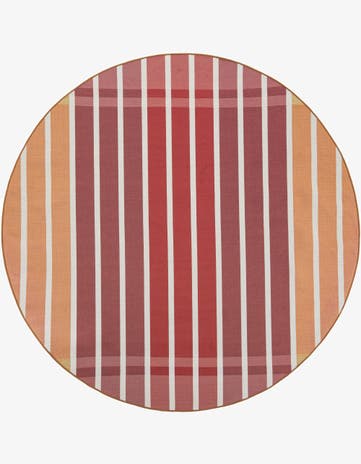 7' 10 x 7' 10 Easy-Clean Striped Indoor / Outdoor Round Rug