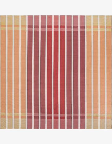 Peach and Salmon Easy-Clean Ribbon Indoor / Outdoor Square Rug