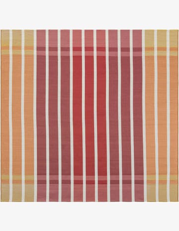 7' 10 x 7' 10 Easy-Clean Striped Indoor / Outdoor Square Rug