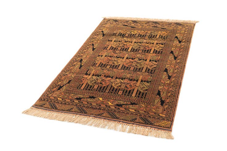 Detail image of 3' 10 x 5' 8 Hand Knotted Afghan Akhche Wool Rug